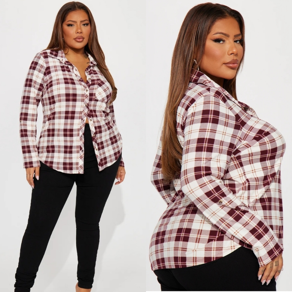 Fashion Nova Plaid Button-down Shirt